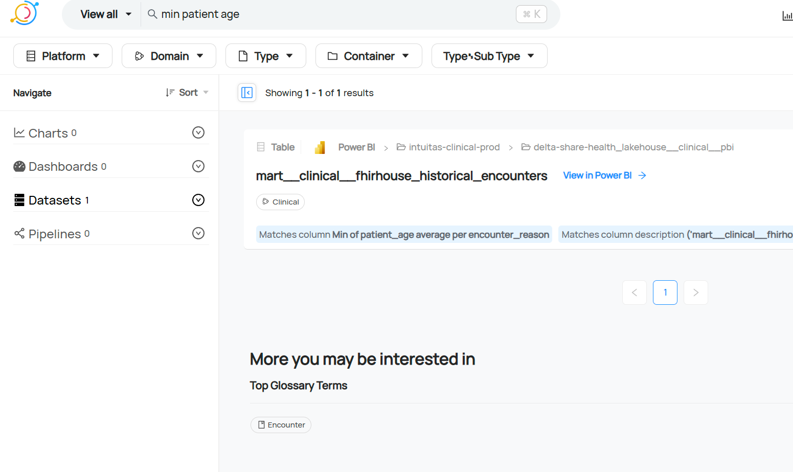Metadata search by term